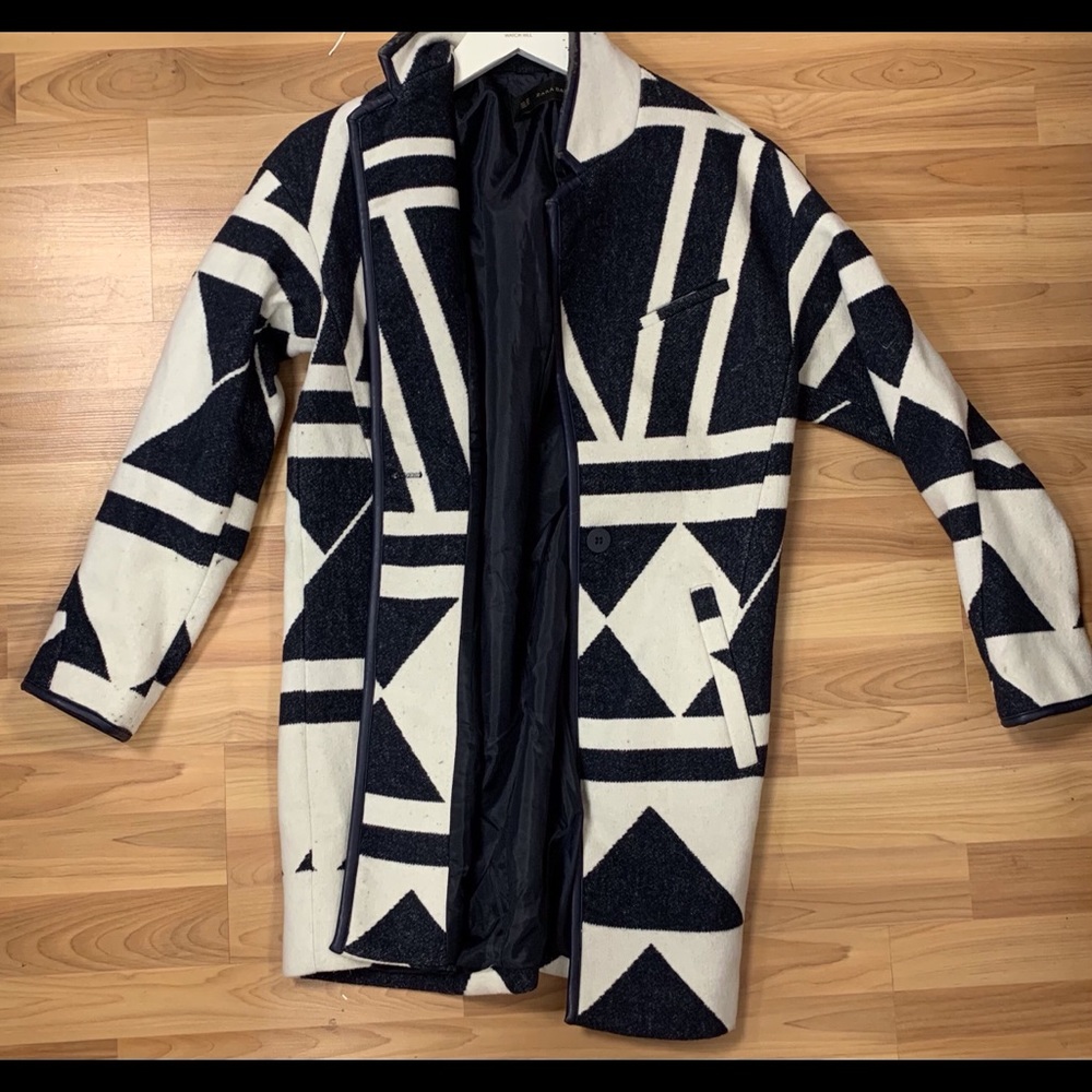 Zara navy and white coat